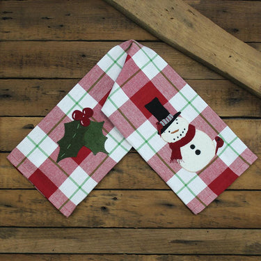 2 in 1 Christmas Buffalo Check Holly, SnowmanTTowel Set of two ET220021 - The Fox Decor